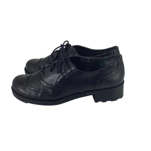 VTG Y2K Mudd Wingtip Shoes Size 9.5 Black Chunky Oxford Academia School Clueless - Picture 5 of 10